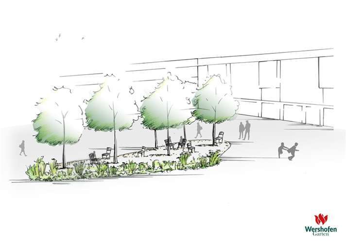 Platz an der Linde soll „Oase des Wohlfühlens“ werden So könnte der Platz an der Linde künftig aussehen. Quelle: Wershofen Garten