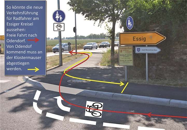 So könnte die neue Verkehrsführung für Radfahrer am Essiger Kreisel aussehen. privat