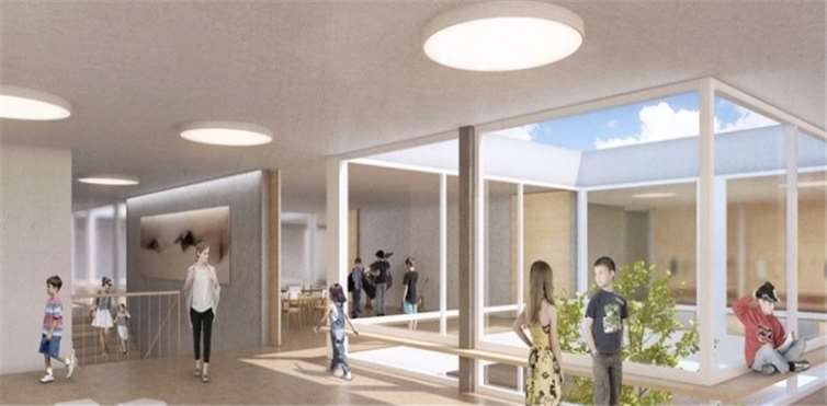 So könnte es im Innenraum der Schule aussehen.