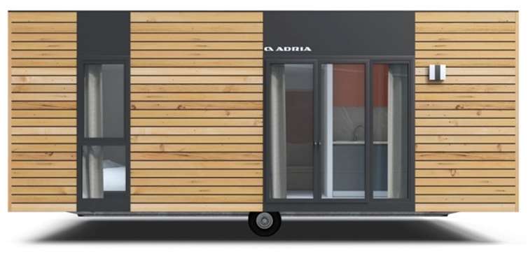 So sehen die Tiny Houses für Sinziger Flutbetroffene aus So sehen die Häuschen von außen aus. Quelle: Caravanzeit GmbH
