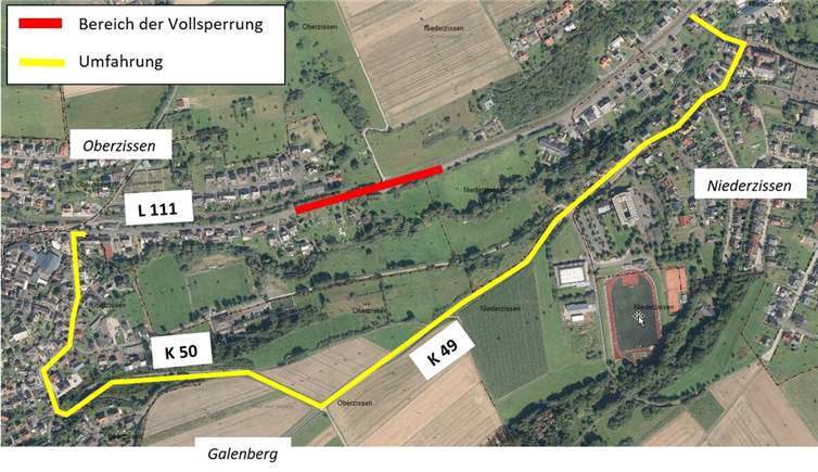 So sieht die Umleitung zwischen Oberzissen und Niederzissen.  Foto: VG Brohltal