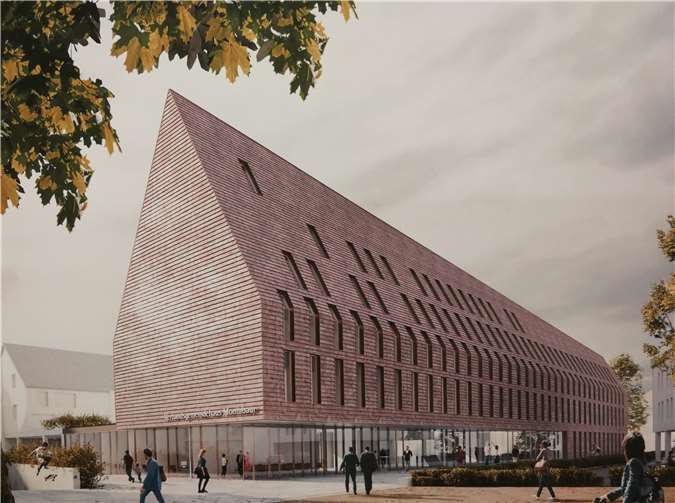 So soll das neue Verbandsgemeinde-Rathaus aussehen, sofern der Entwurf aus Hamburg realisiert wird. BOF