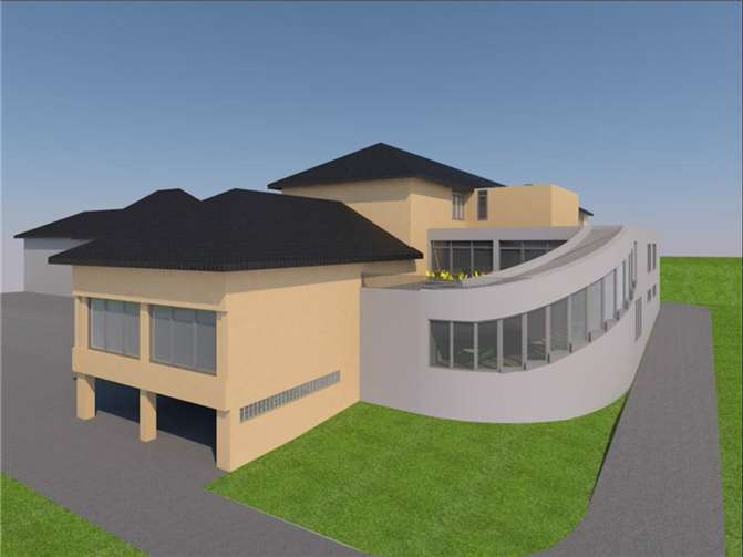 So soll der notwendige Anbau für die Ganztagsschule an der Grundschule Pfarrer Bechtel in Mendig - inklusive Mensa - aussehen. Foto: Visualisierung Architekturbüro Hück/Voigt