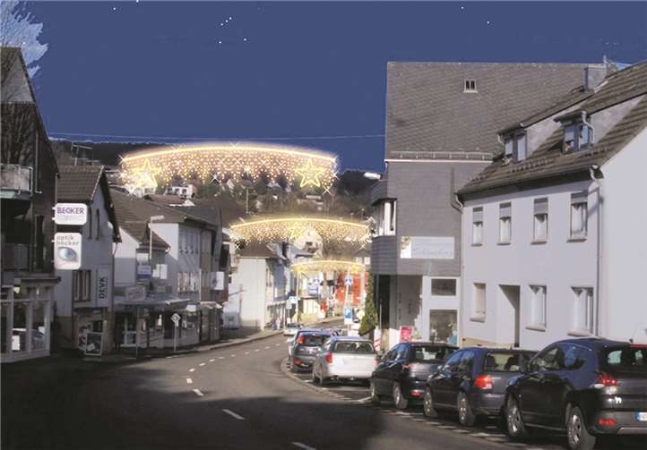 So soll die neue Straßenbeleuchtung die Puderbacher Mittelstraße in der Advents- und Weihnachtszeit festlich schmücken.privat