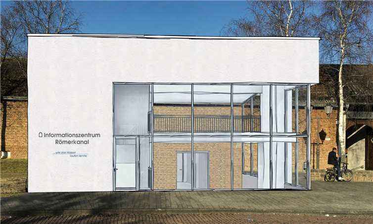 So wie auf dieser Illustration der Beyß Architekten Generalplanung GmbH soll das Römerkanal-Informationszentrum auf dem Himmeroder Wall in Rheinbach demnächst aussehen. JOST