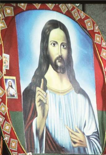 Solche beeindruckende Gemälde dieser Art findet man in vielen äthiopischen christlichen Kirchen.