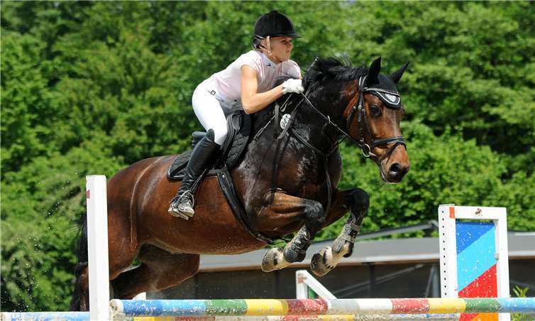 Sophie Schmitz auf ihrem Pferd Balou de Lübz.Foto: Nina Schmaus