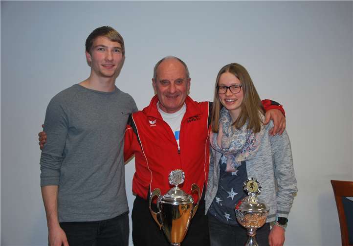 Sportler des Jahres 2017 - v.l. Andreas Giese, Trainer W. Wirth und Jana Krämer. privat