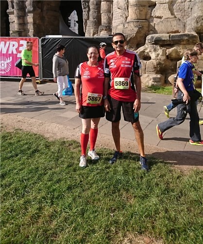 Stadtlauf Trier Nil Reuter und J. Da Silva über 5400 m am Start.