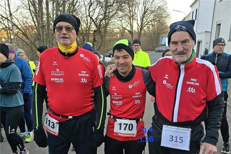Start in die Laufsaison 2026 in Ochtendung: v.li. Edgar Kurtze – Markus Schmitt und R. Hohl.