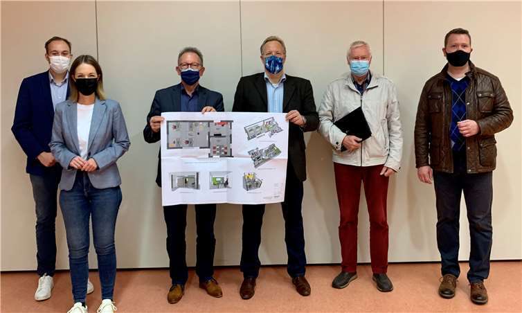 Stehen positiv zum Co-Working-Konzept (v.li.): Pierre Fischer, Ellen Demuth, Erwin Rüddel, Torsten Kruemmel, Kurt Pape und Andreas Buss.Quelle: Büro von Erwin Rüddel