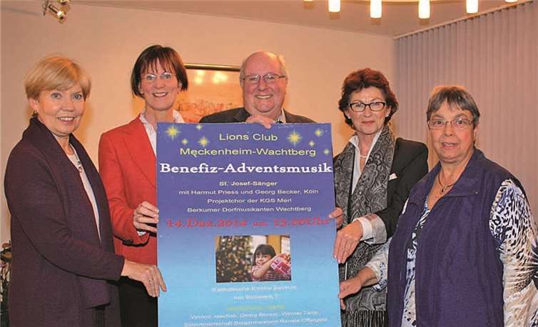 Stellten die Benefizaktion Bürgermeisterin Renate Offergeld (2.v.r.) vor: die Lions Club Vertreter (v.l.n.r.) Rosemarie Brauckmann, Susanne Benarey, Christian Ullmann und Gudrun Mieth-Leichsenring. Gemeinde Wachtberg/mm