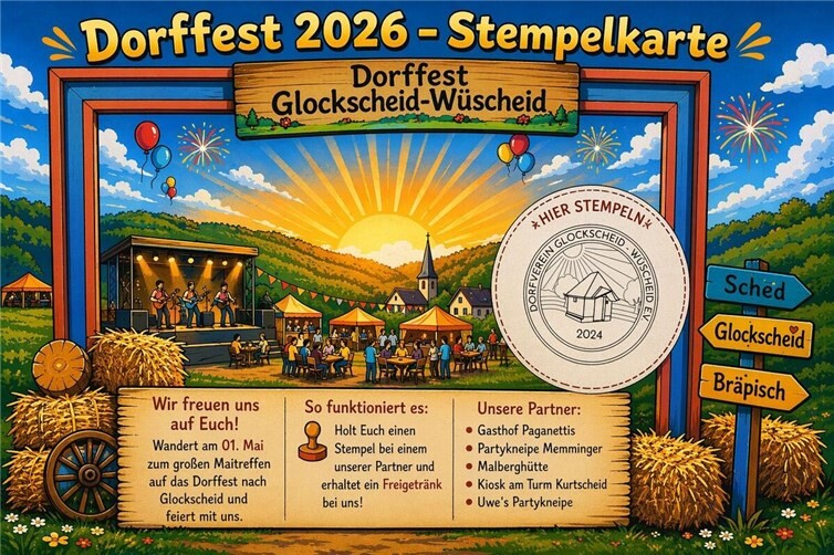Stempelkarte des Dorfvereins Glockscheid-Wüscheid.