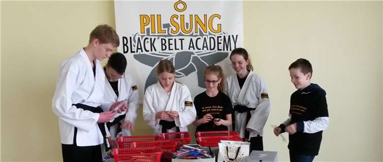 Stifte sammeln für die Bildung der Kinder in Afrika: Mit ihrem Einsatz zeigen die Kinder und Jugendlichen der Pil Sung Black Belt Academy ein großes Herz. Foto: privat