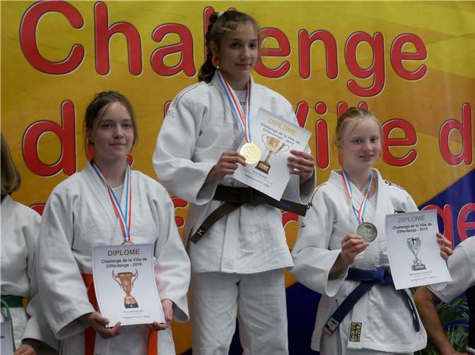 Stolz präsentieren sich die Sportlerinnen auf dem Siegertreppchen.Fotos: privat