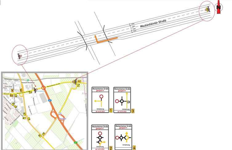Straßensperrung im Bereich der Meckenheimer Straße (L158).  Quelle: Stadt Rheinbach