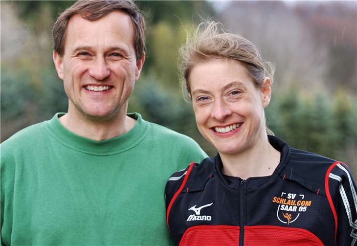Susanne Hahn mit ihrem Mann und Trainer Frank Hahn. Privat