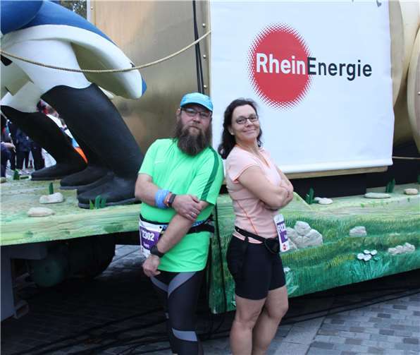 Sven Crezelius und Fotini Noutsia liefen den Halbmarathon in Köln. Privat