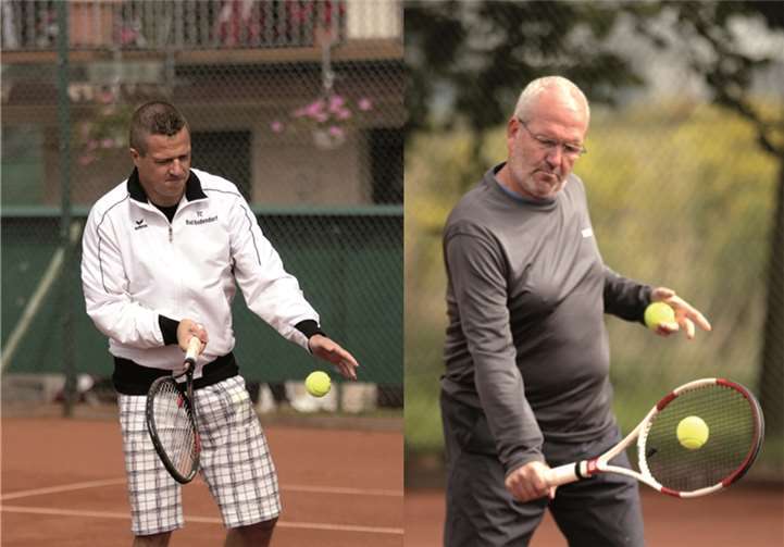 Sven Güttes (l.) vom TC Bad Bodendorf und Andreas Mirbach (r.) vom TC Tomburg Wormersdorf. privat