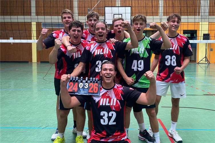 TV 05 Mülheim I im Finale des VVR-Rheinlandpokal TV 05 Mülheim II nach dem Sieg gegen VC Neuwied 77. Foto: TV 05 Mülheim