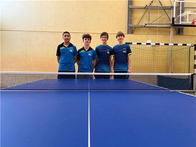 Tabellenführer von links: Zeeshan Khan, Ben Klatt, Merthin Silter und René Steinbach.  Foto: TTC Kripp