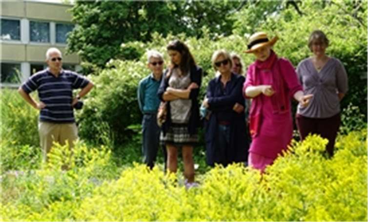 Tag der Offenen Gartenpforte im Berkumer Schaugarten. Bürgervertreterinnen informieren sich im Naturnahen Schaugarten.Hans-Georg Levin