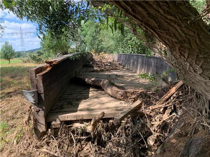 Teil des Sinziger Spessart-Steges legt über 130 Kilometer zurück Teil des Spessart-Stegs, der bei Sinzig gefunden wurde. Foto: ROB
