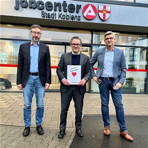 Thorsten Rudolph tauschte sich mit Manfred Stein und Guido Steffens vom Jobcenter Koblenz aus. Quelle: Wahlkreisbüro Thorsten Rudolph/Dennis Feldmann