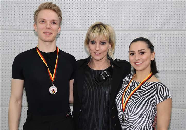 Timon Blindauer, Trainerin Daniela Esch und Bianca Müller. Privat