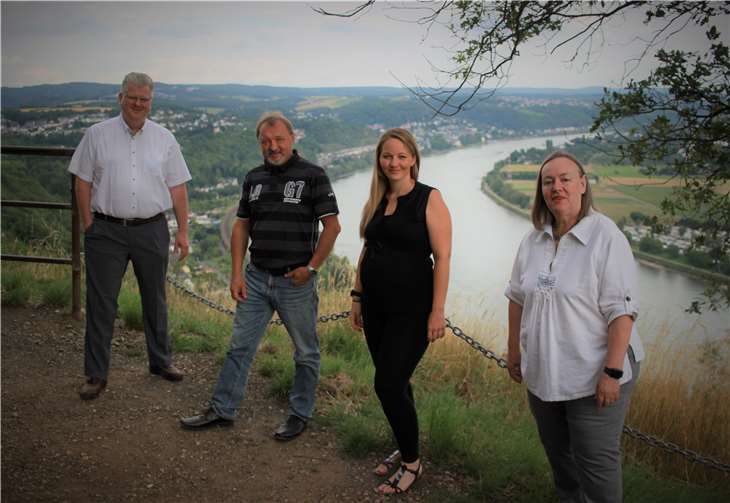 Tobias Kador, Waldemar Bondza, Sabine Henning und Susanna Henn unterstützen eine Verbundbewerbung zur Landesgartenschau 2026. Quelle: FDP Kreisverband Neuwied