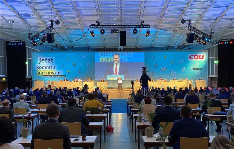 Torsten Welling während seiner Vorstellung bei der Landesvertreterversammlung zur Aufstellung der CDU-Landesliste.Foto: