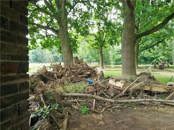 Totholz was durch das Ahrhochwasser am Ehrenfriedhof angespült wurde. Foto: Bernhard Knorr