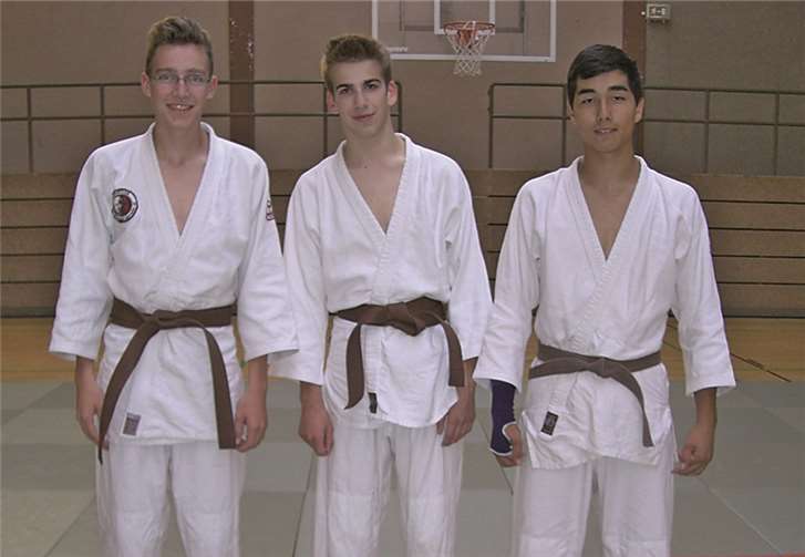 Träger des braunen Gürtels (v.l.): Alexander Geschier, Clemens Queckenberg, Daniel Clemens. privat