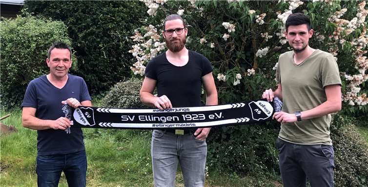 Trainer Michael Pieta und Claudio Schmitz freuen sich, Florian Raasch wieder in der SG Ellingen begrüßen zu dürfen. Foto: privat