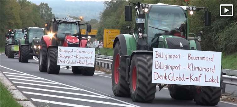 Traktorkonvoi der Bauern auf dem Weg nach Bonn. Foto: WinklerTV