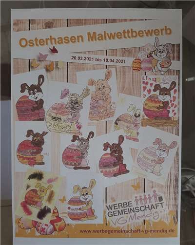 Über 50 Kinder beteiligten sich am Osterhasen Malwettbewerb der Werbegemeinschaft Mendig. Foto: Werbegemeinschaft VG Mendig e.V.