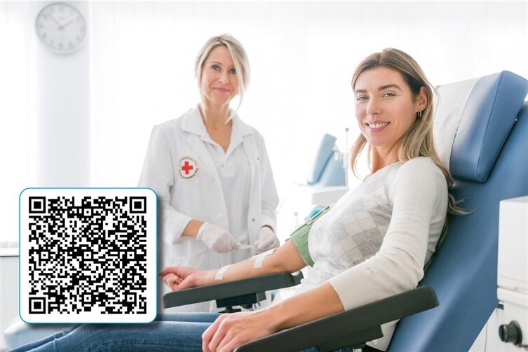 Über den QR-Code geht es direkt zur Online-Reservierung für den Blutspendetermin am Montag, 3. August, im Kemperhof.