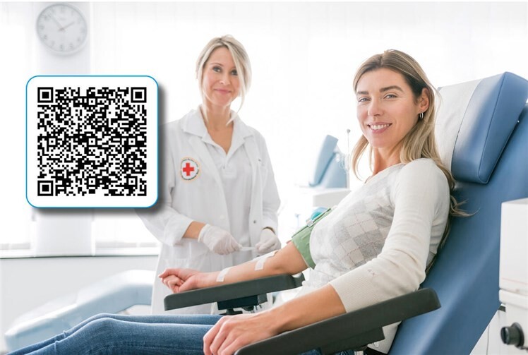 Über den QR-Code geht es direkt zur Online-Reservierung für den Blutspendetermin am Montag, 3. August, im Kemperhof.