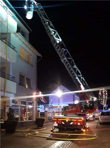 Über die Drehleiter wurde ein Ehepaar und zwei Katzen aus dem Haus gerettet. Foto: privat