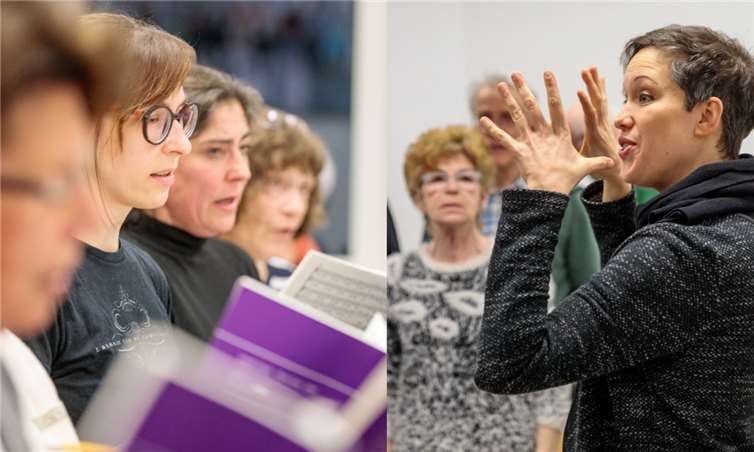 Ulrike Ludewig probt mit dem Kammerchor das Mozart-Requien einmal anders. privat