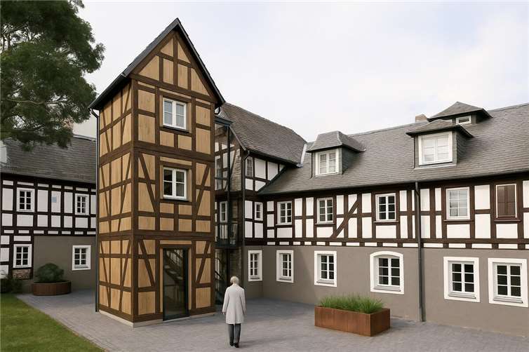 Umbau der Papiermühle: Fachwerksanbau statt Glaskasten.Quelle: RV Unteres Mittelrheintal