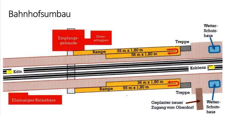 RRX soll ab Dezember 2020 wieder halten Umbau des Bahnhofs Oberwinter - so soll es werden.