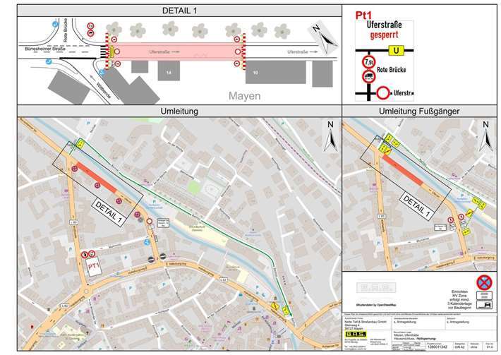 Umleitungsplan zur Vollsperrung.  Foto: B.A.S. Verkehrstechnik AG