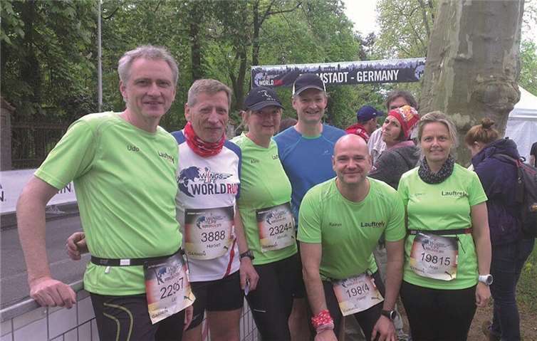 Unsere tolle Spendentruppe beim „Wings for Life“-Lauf : Udo, Herbi, Almuth, Stefan, Rainer und Anja.