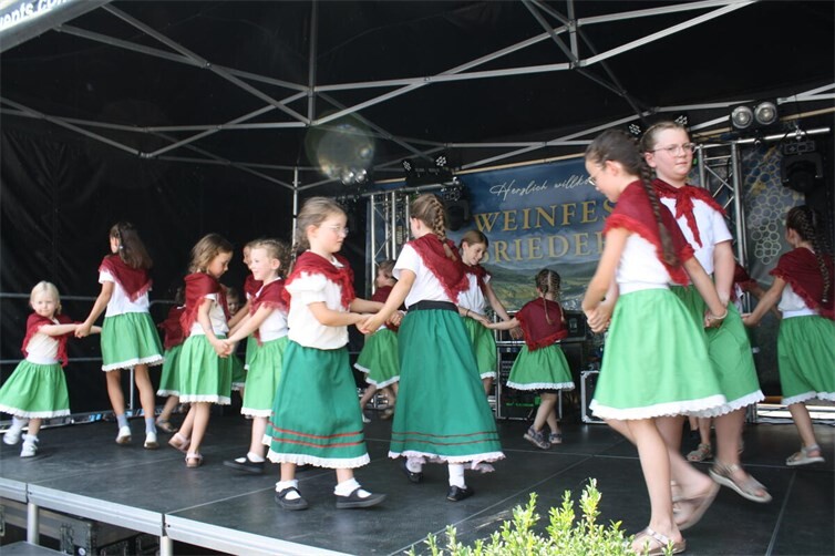 Unter anderem sorgten die Tanzgruppen der jungen Briederner Winzermädels für gute Unterhaltung beim Fest.