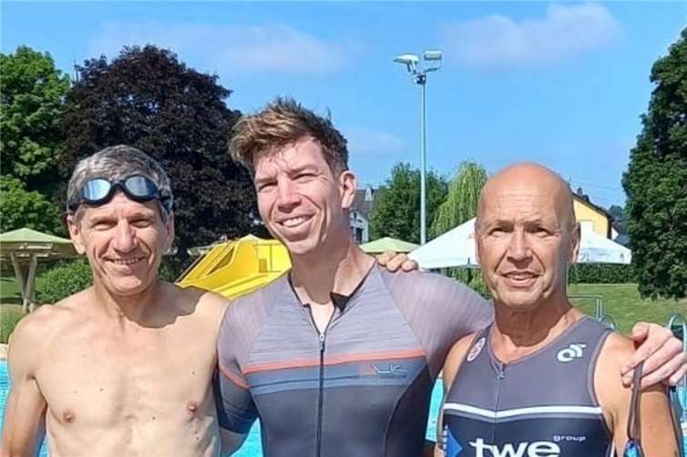 Unter den zahlreichen Athleten befanden sich auch Joachim Best (M60), Jendrik Graß (M40) und Gerd Scholze (M65) vom LT Puderbach. Foto: privat