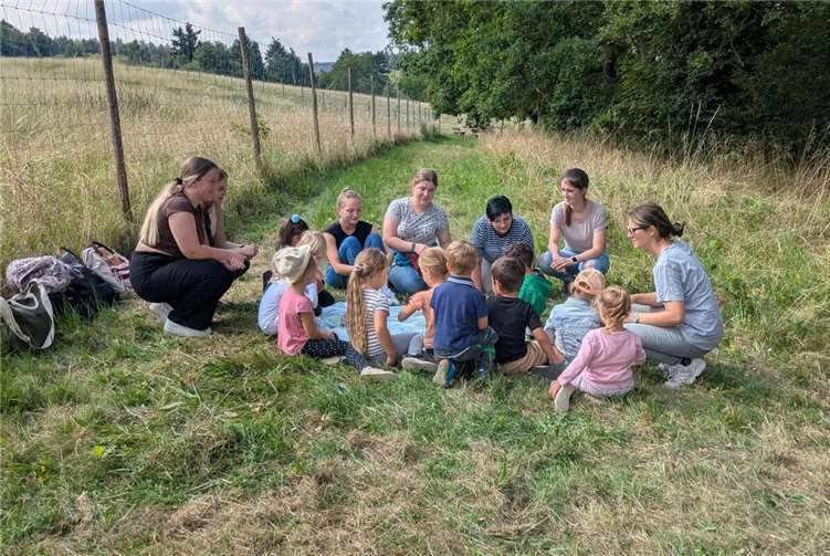 Unter fachkundiger Begleitung von Oliver Euskirchen, Leiter der Waldökostation, tauchten die Auszubildenden in die Vielfalt des Waldes ein. Foto: Hildegard-von-Bingen-Schule
