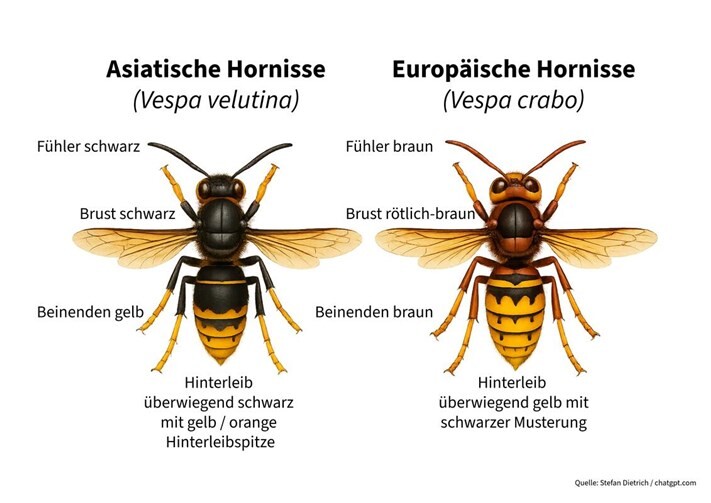 Unterschiede zwischen der Europäischen und der Asiatischen Hornisse