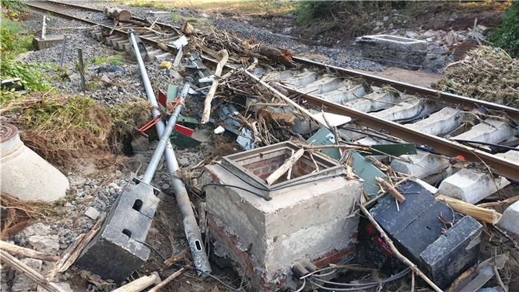 Unwetterschäden an der Bahninfrastruktur. Foto: DB Presse