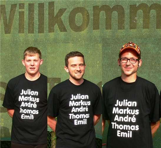 V. l.: Andrê Seliger, Emil Müller, Julian Müller.Dietrich Rockenfeller